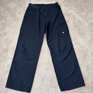 Red Kap Pants Men 32 Black Reinforced Double Knee Workwear Wid Leg Cargo Utility